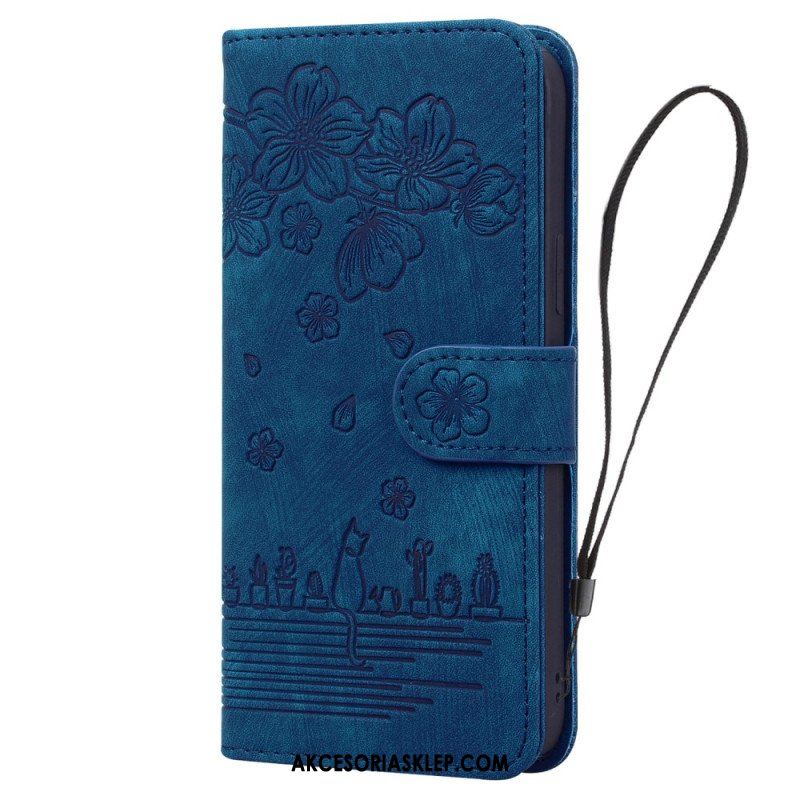 Etui Folio do iPhone 15 Pro Max z Łańcuch Stringi Cat Daydream