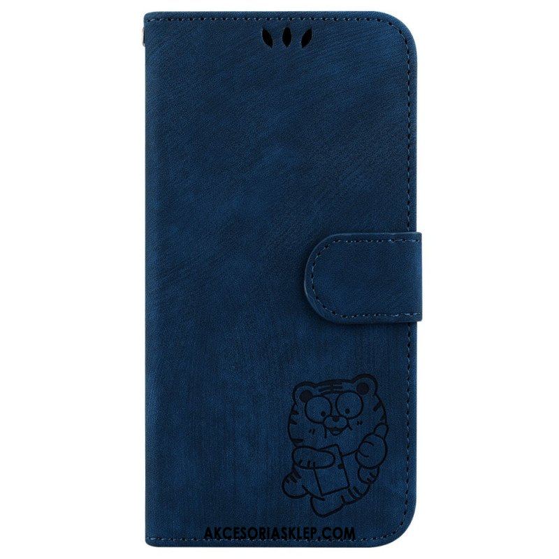 Etui Folio do iPhone 15 Pro Słodki Tygrys