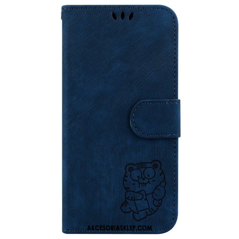 Etui Folio do iPhone 15 Pro Słodki Tygrys