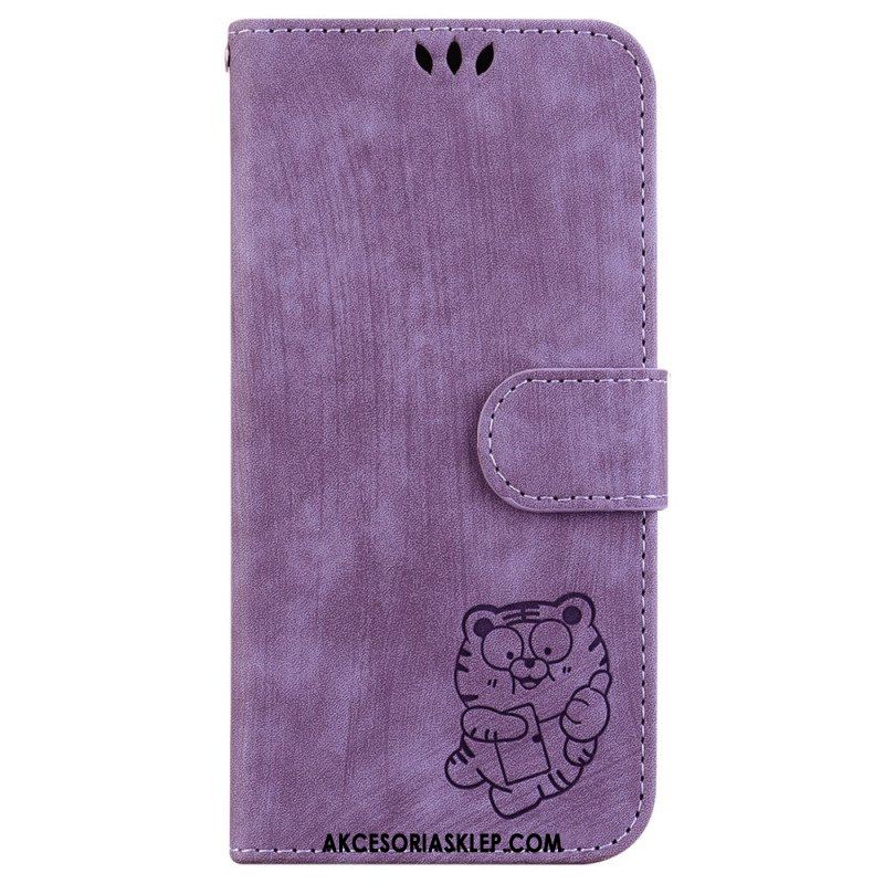 Etui Folio do iPhone 15 Pro Słodki Tygrys