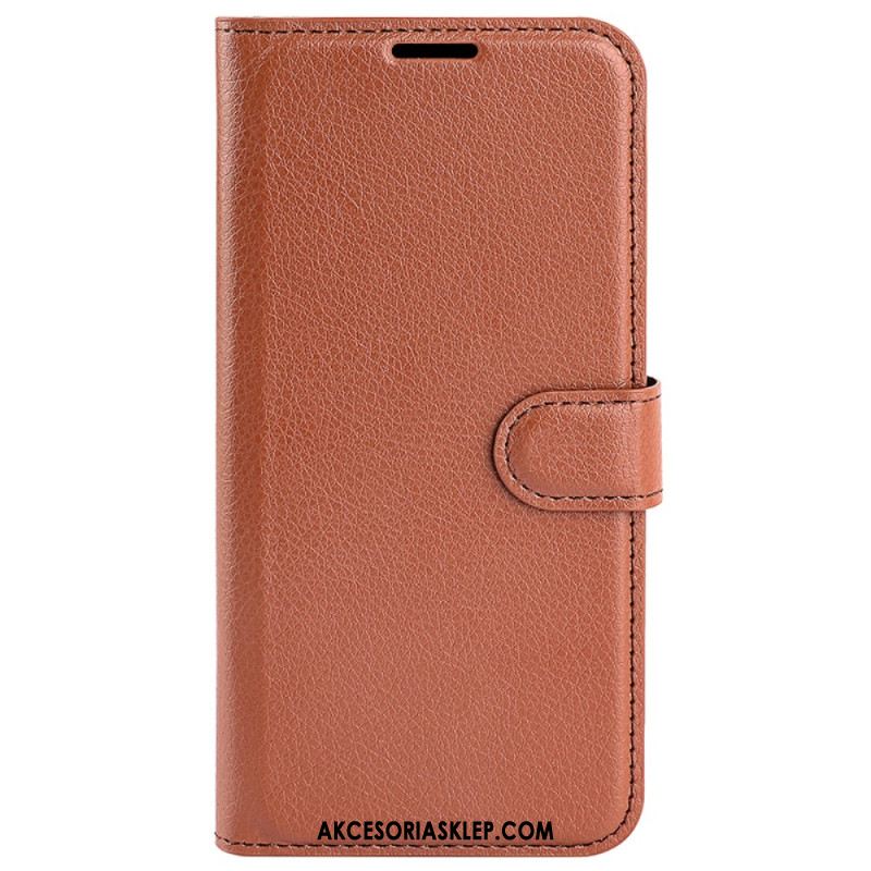Etui Folio iPhone 16 Pro Max Klasyczna Sztuczna Skóra Litchi Etui Ochronne
