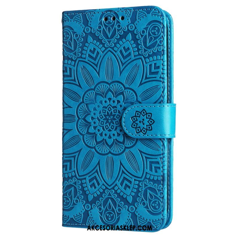Etui Folio iPhone 16 Wzór Słonecznika Z Paskiem