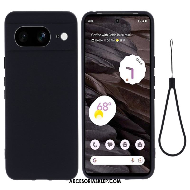 Etui Google Pixel 8 Płynny Silikon Z Paskiem Etui Ochronne