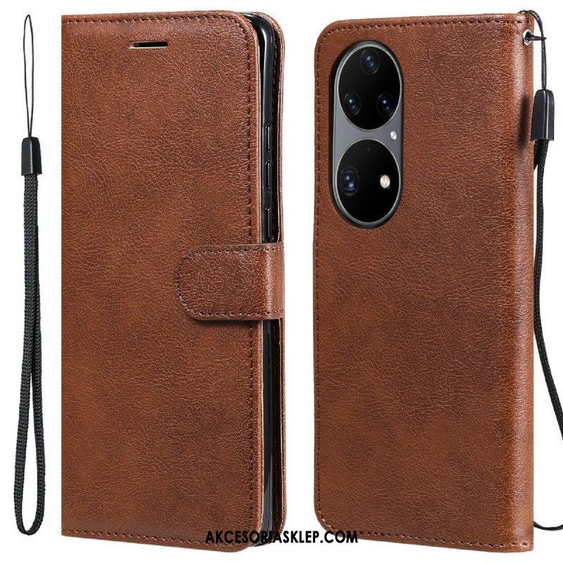 Etui Na Telefon Pokrowce do Huawei P50 Pro z Łańcuch Efekt Skórzanego Paska