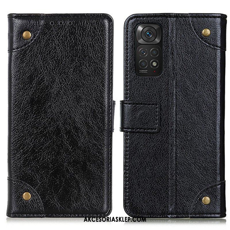 Etui Na Telefon Pokrowce do Xiaomi Redmi Note 11 / 11S Nity W Stylu Vintage Ze Skóry Nappa