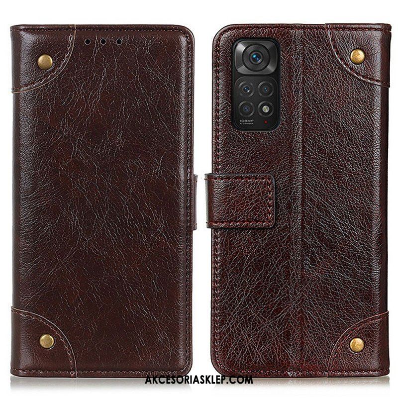 Etui Na Telefon Pokrowce do Xiaomi Redmi Note 11 / 11S Nity W Stylu Vintage Ze Skóry Nappa