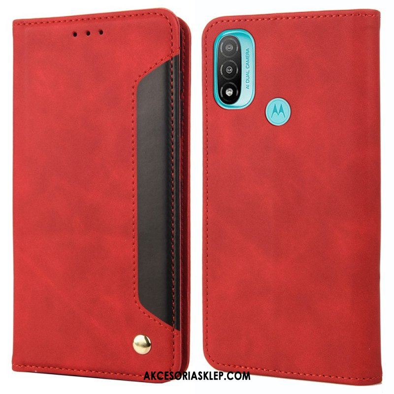 Etui Na Telefon do Moto E40 / E30 / E20 Etui Folio Dwukolorowy Biznesowy Efekt Skóry