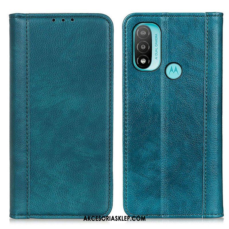 Etui Na Telefon do Moto E40 / E30 / E20 Etui Folio Elegancka Dwoina Skóry Liczi