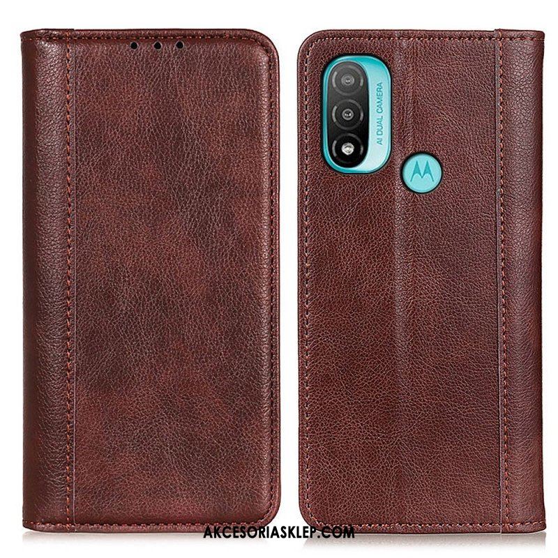 Etui Na Telefon do Moto E40 / E30 / E20 Etui Folio Elegancka Dwoina Skóry Liczi