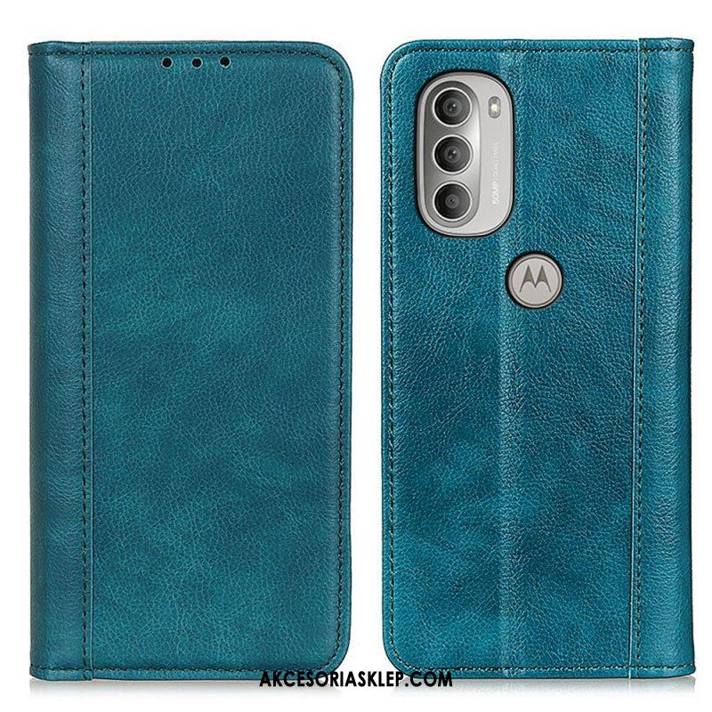 Etui Na Telefon do Moto G51 5G Etui Folio Elegancka Dwoina Skóry Liczi