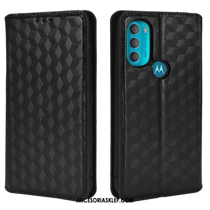 Etui Na Telefon do Moto G71 5G Etui Folio Efekt Diamentowej Skóry