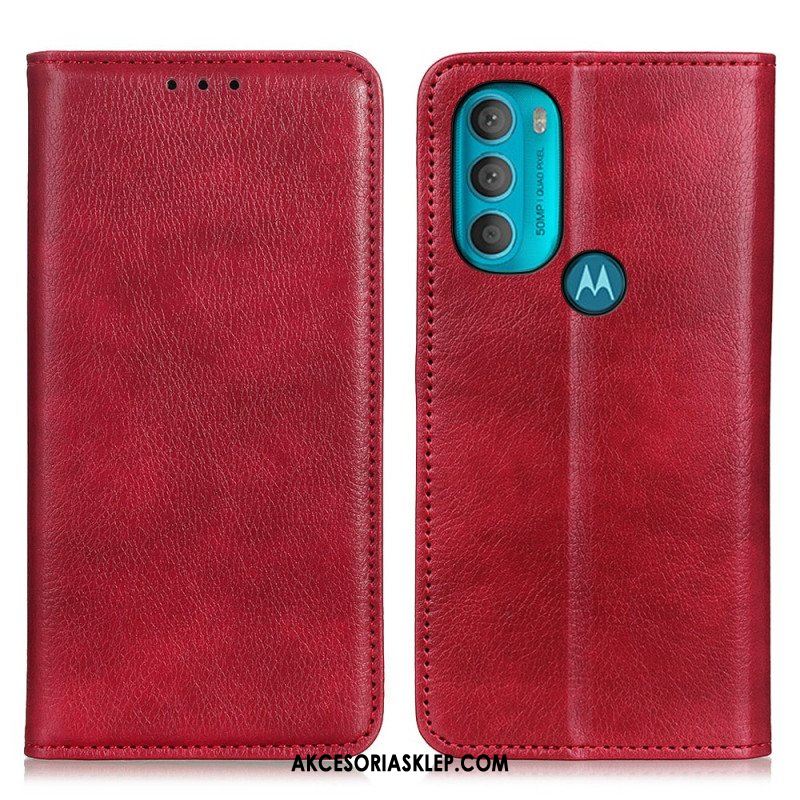 Etui Na Telefon do Moto G71 5G Etui Folio Teksturowana Dwoina Skóry