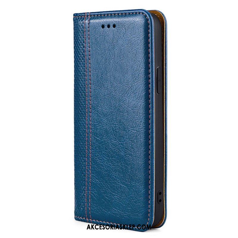 Etui Na Telefon do Oppo Find X5 Lite Etui Folio Przeszycia Ze Skóry Liczi