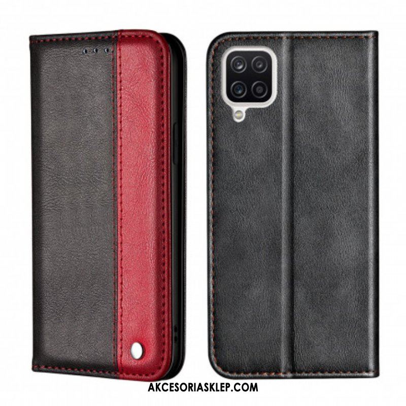 Etui Na Telefon do Samsung Galaxy M12 / A12 Etui Folio Dwukolorowy Efekt Skóry