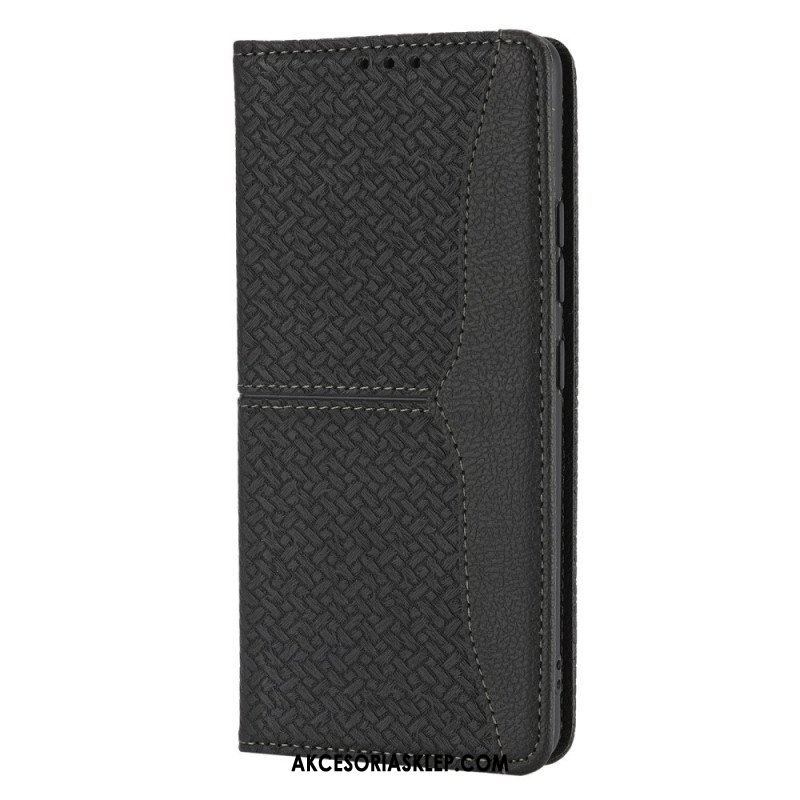 Etui Na Telefon do Samsung Galaxy M12 / A12 z Łańcuch Etui Folio Styl Tkanej Skóry Z Paskami