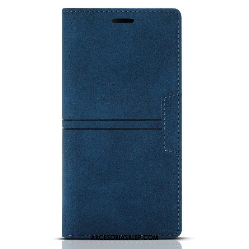 Etui Na Telefon do Samsung Galaxy S23 5G Etui Folio Stylowe Skórzane Przeszycia Magnetyczne Zapięcie