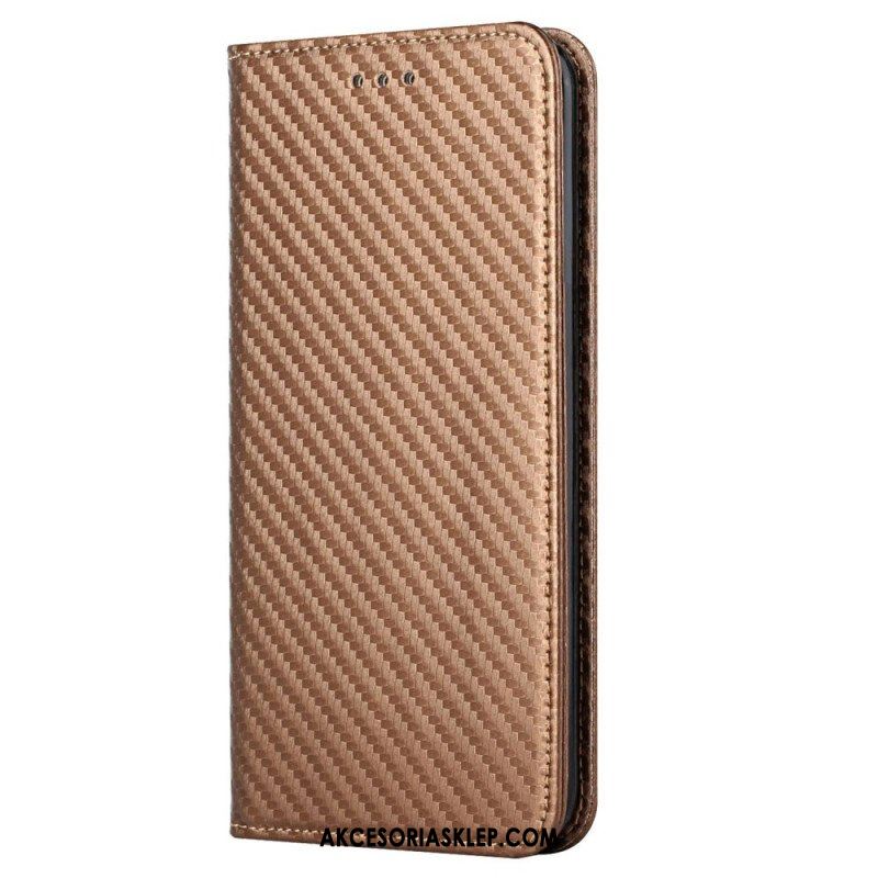 Etui Na Telefon do Samsung Galaxy S23 5G z Łańcuch Etui Folio Pasek W Stylu Włókna Węglowego