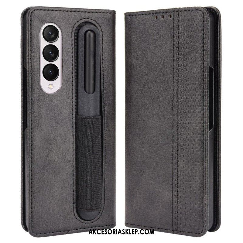 Etui Na Telefon do Samsung Galaxy Z Fold 4 Etui Folio Przechowywanie Długopisów W Stylu Retro