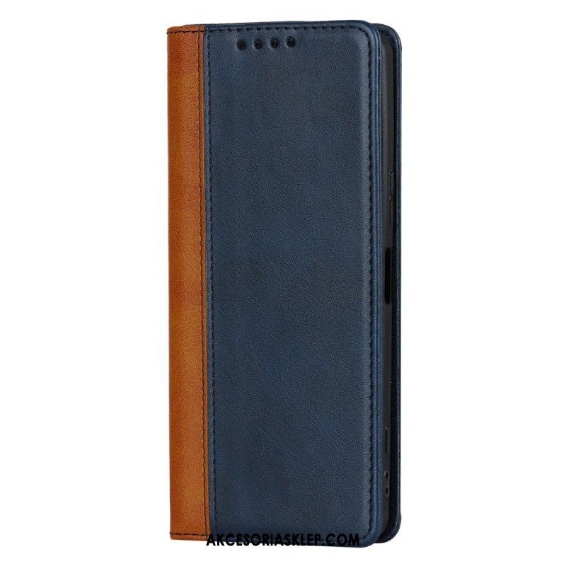 Etui Na Telefon do Sony Xperia 5 IV Etui Folio Dwukolorowy Efekt Skóry