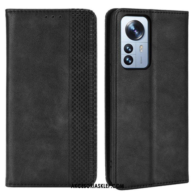 Etui Na Telefon do Xiaomi 12 Pro Etui Folio Stylizowany Efekt Skóry W Stylu Vintage