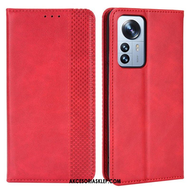 Etui Na Telefon do Xiaomi 12 Pro Etui Folio Stylizowany Efekt Skóry W Stylu Vintage