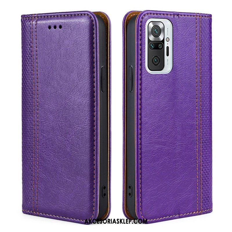 Etui Na Telefon do Xiaomi Redmi Note 10 Pro Etui Folio Przeszycia Ze Skóry Liczi