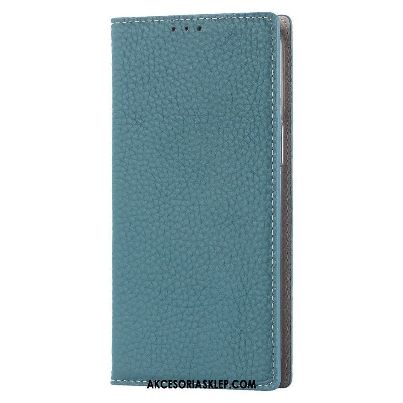 Etui Na Telefon do iPhone 14 z Łańcuch Etui Folio Oryginalny Skórzany Pasek Litchi