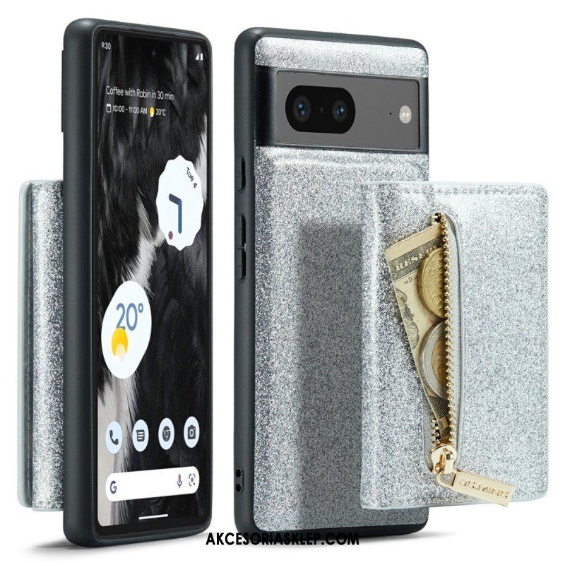 Etui do Google Pixel 7 Odpinany Uchwyt Na Karty Z Brokatem