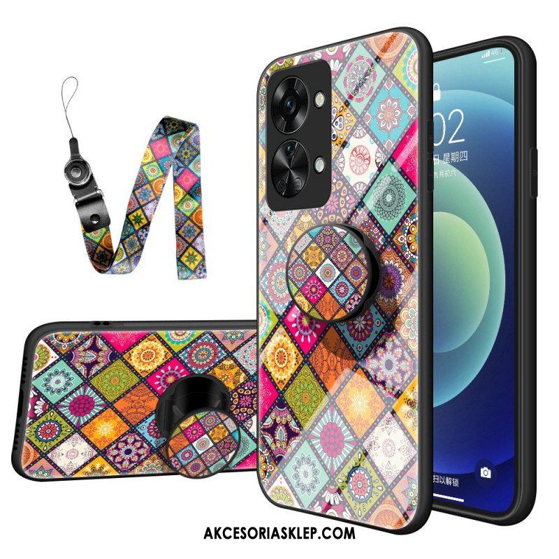 Etui do OnePlus Nord 2T 5G Patchworkowy Uchwyt Magnetyczny