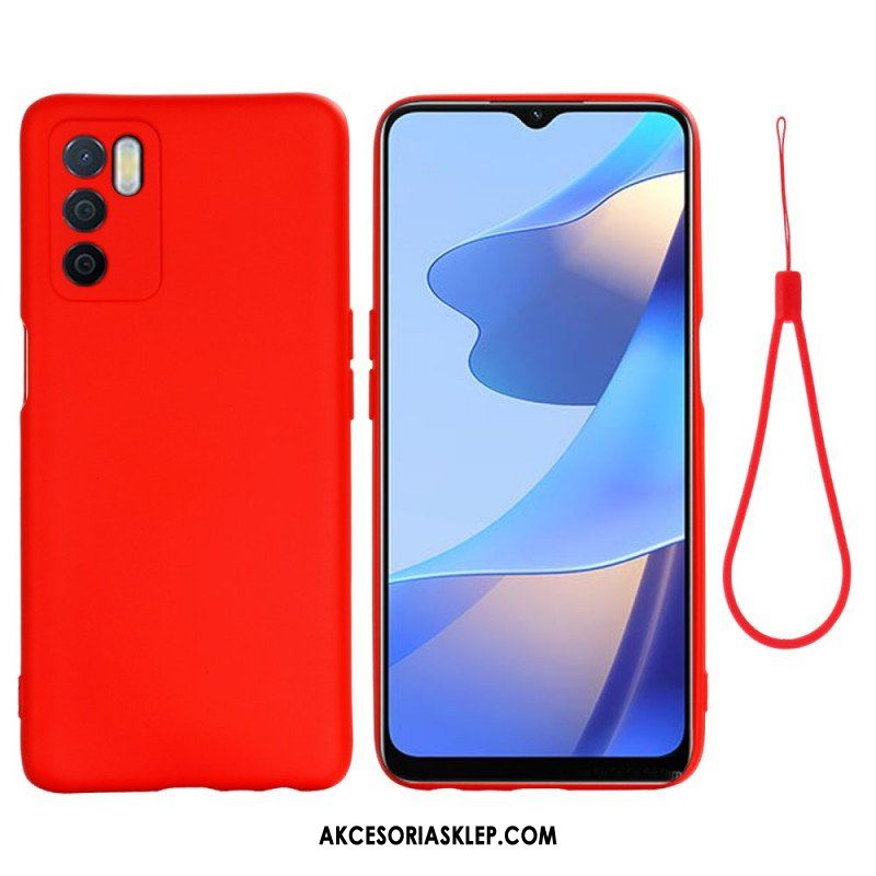 Etui do Oppo A16 / A16s Płynny Silikon Ze Smyczą