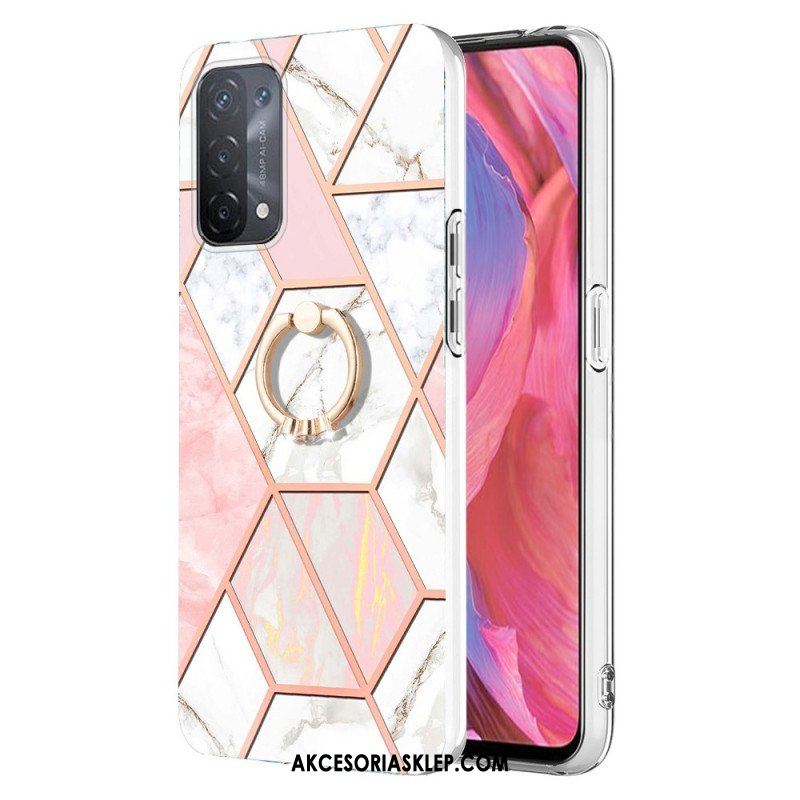 Etui do Oppo A54 5G / A74 5G Marmur Ze Wspornikiem Pierścienia