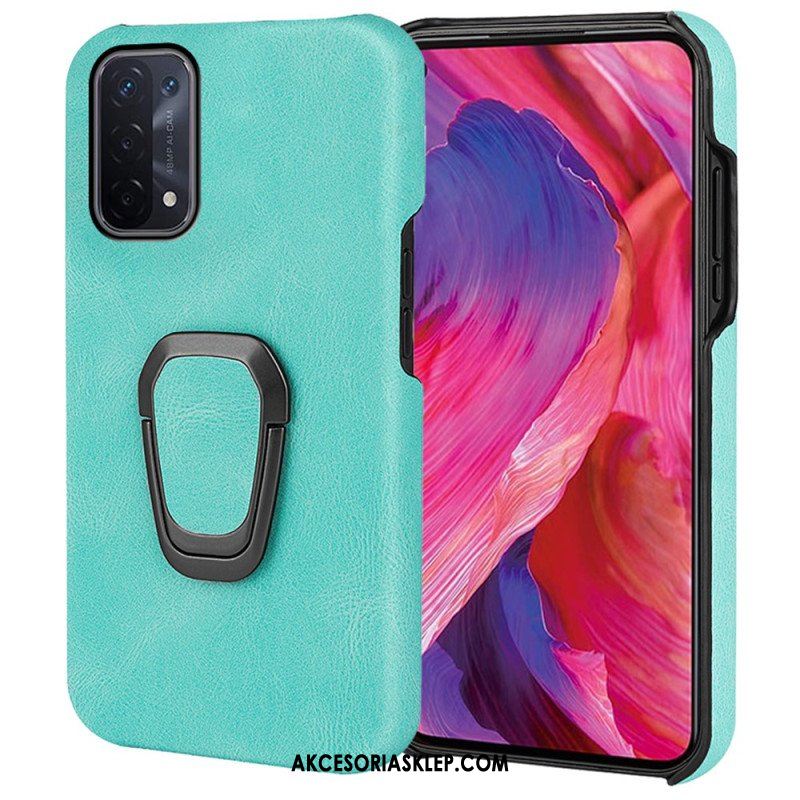 Etui do Oppo A54 5G / A74 5G Uchwyt Na Pierścionek Z Efektem Skóry