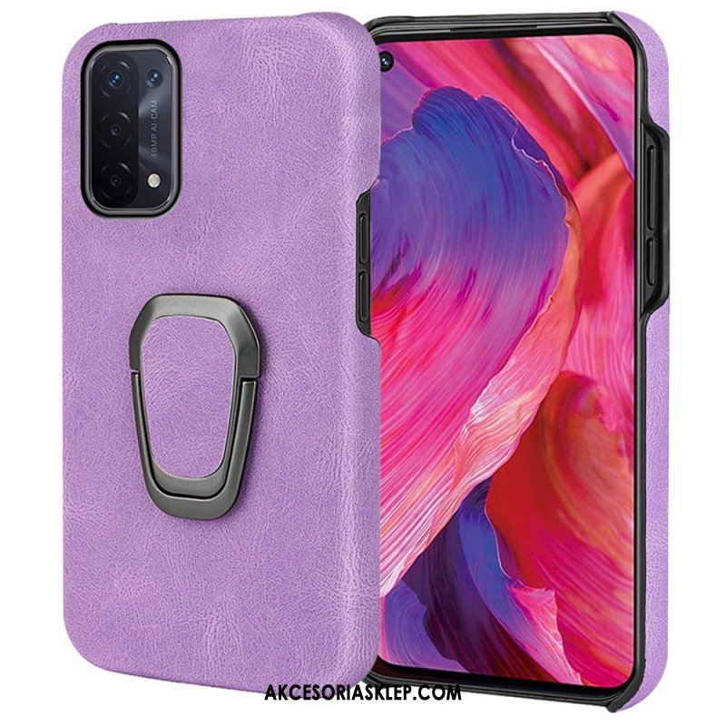 Etui do Oppo A54 5G / A74 5G Uchwyt Na Pierścionek Z Efektem Skóry