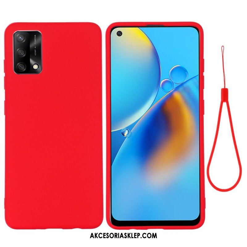 Etui do Oppo A74 4G Płynny Silikon Ze Smyczą