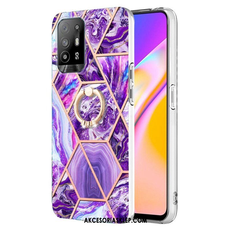 Etui do Oppo A94 5G Geometryczny Marmur Z Pierścionkiem