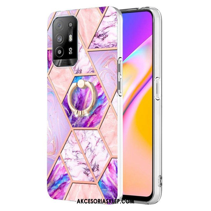 Etui do Oppo A94 5G Geometryczny Marmur Z Pierścionkiem