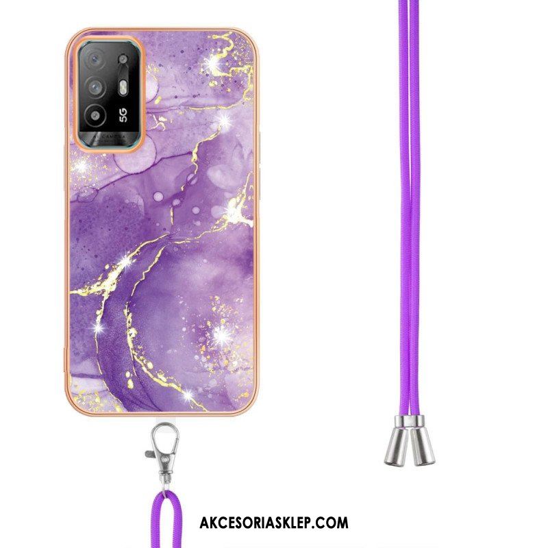 Etui do Oppo A94 5G Marmur Ze Sznurkiem