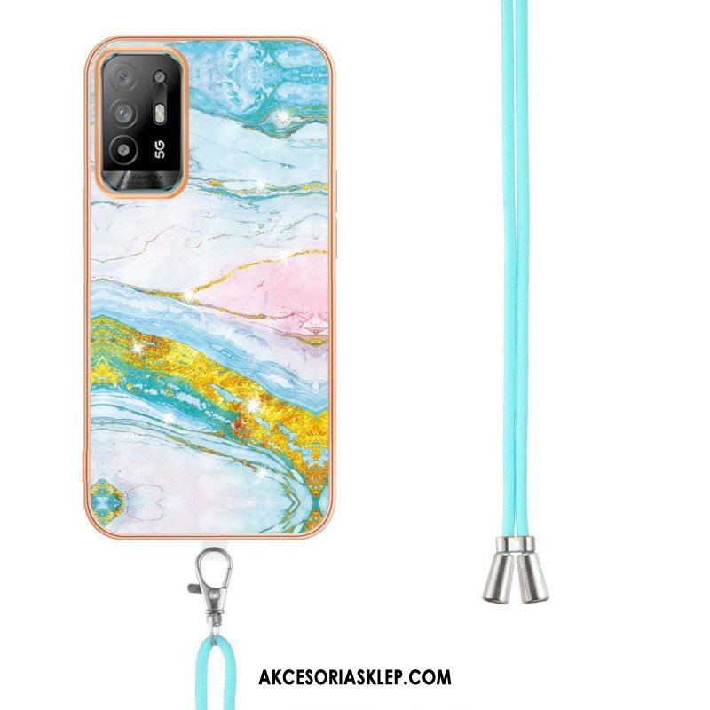 Etui do Oppo A94 5G Marmur Ze Sznurkiem