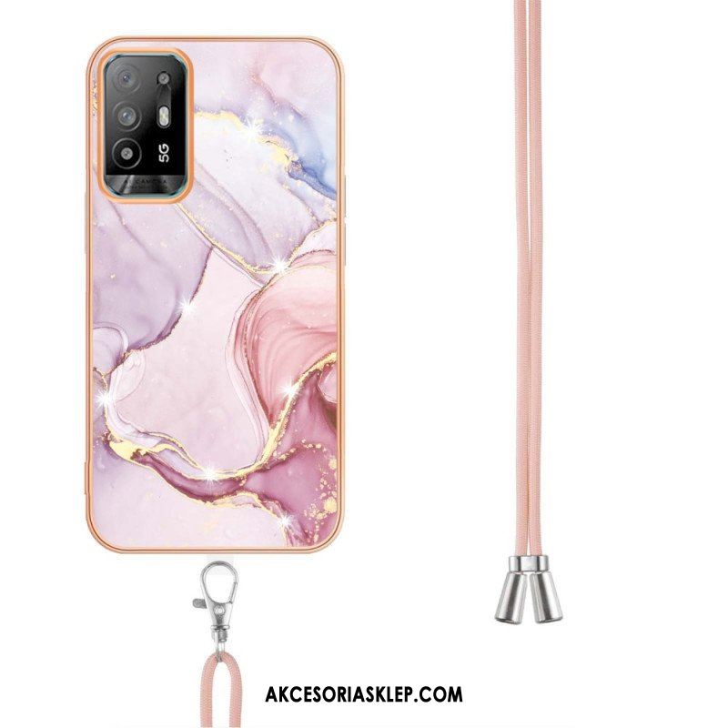 Etui do Oppo A94 5G Marmur Ze Sznurkiem