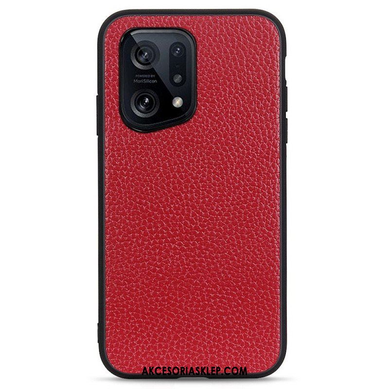 Etui do Oppo Find X5 Prawdziwa Skóra Litchi