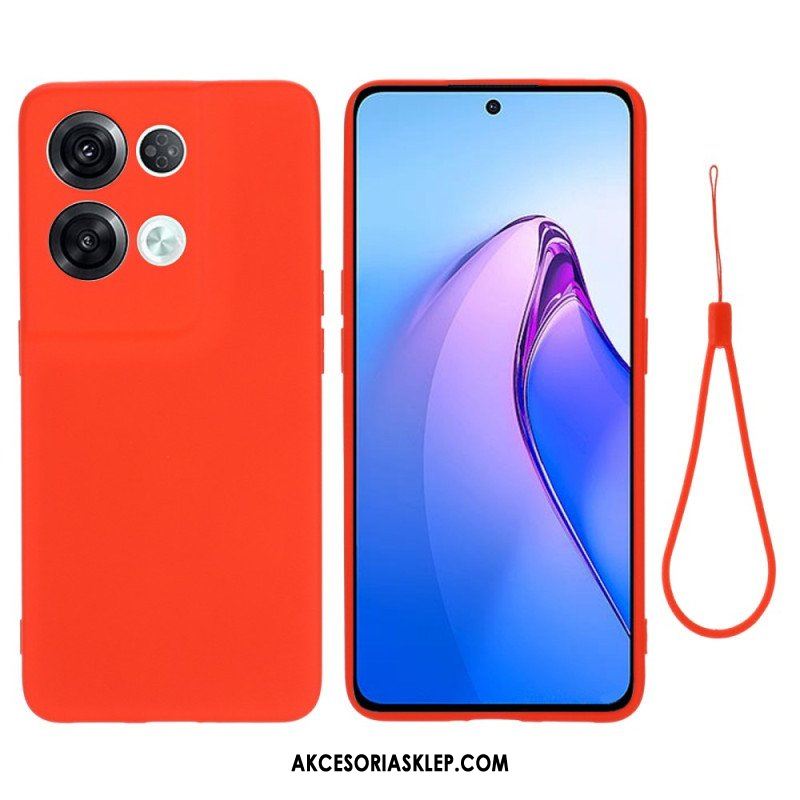 Etui do Oppo Reno 8 Pro z Łańcuch Płynny Silikon W Paski