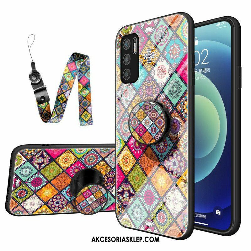 Etui do Poco M3 Pro 5G Patchworkowy Uchwyt Magnetyczny