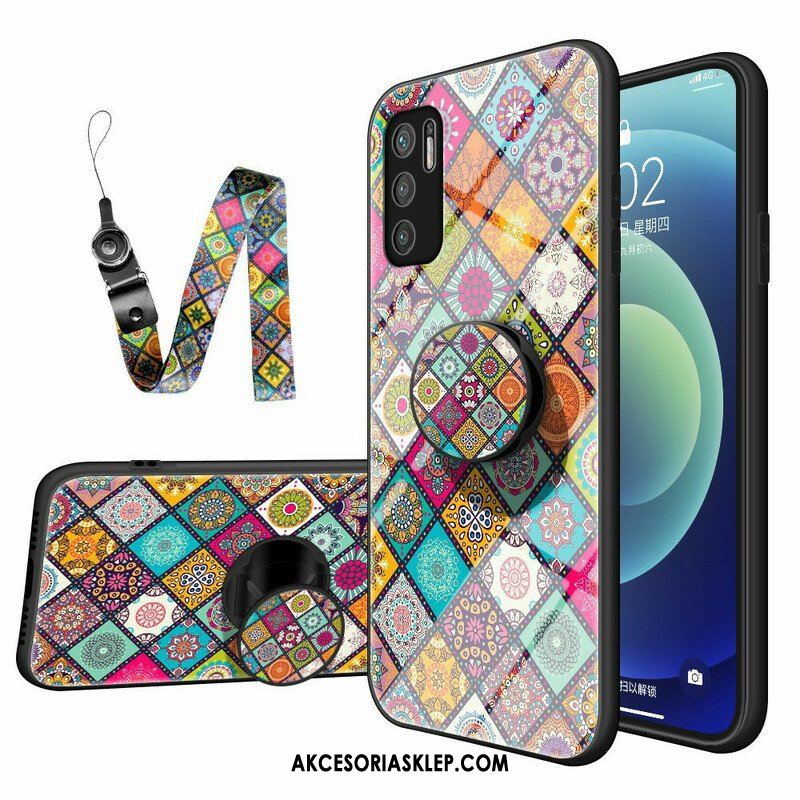 Etui do Poco M3 Pro 5G Patchworkowy Uchwyt Magnetyczny