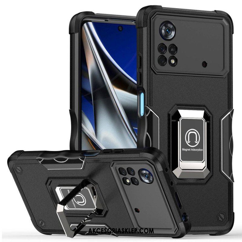 Etui do Poco X4 Pro 5G Wsparcie Pierścienia Z Efektem Metalu