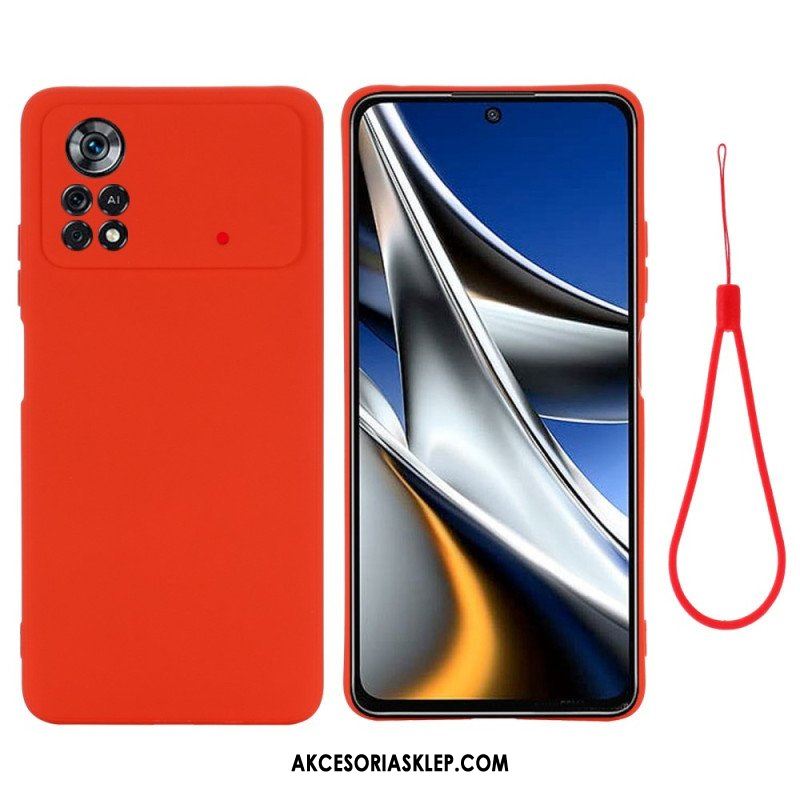 Etui do Poco X4 Pro 5G z Łańcuch Płynny Silikon W Paski