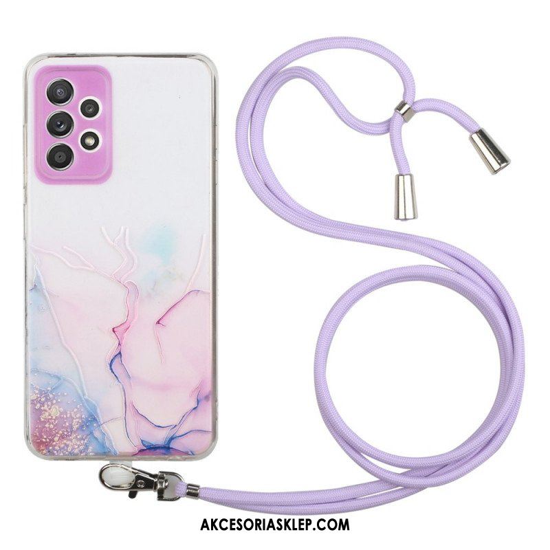 Etui do Samsung Galaxy A53 5G ze Sznurkiem Z Marmurowym Sznurkiem