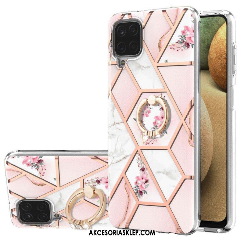 Etui do Samsung Galaxy M12 / A12 Marmur Ze Wspornikiem Pierścienia