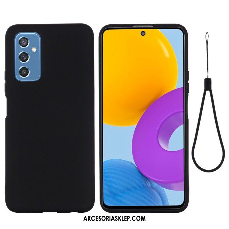 Etui do Samsung Galaxy M52 5G z Łańcuch Płynny Silikon W Paski