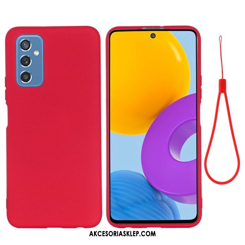 Etui do Samsung Galaxy M52 5G z Łańcuch Płynny Silikon W Paski