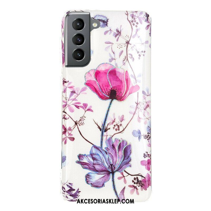 Etui do Samsung Galaxy S21 FE Marmurkowe Kwiaty